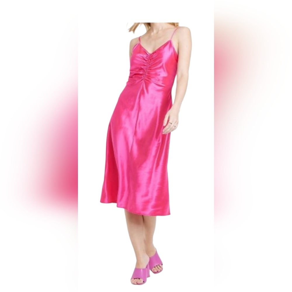a new day Fuchsia Satin Maxi Dress - Picture 4 of 5